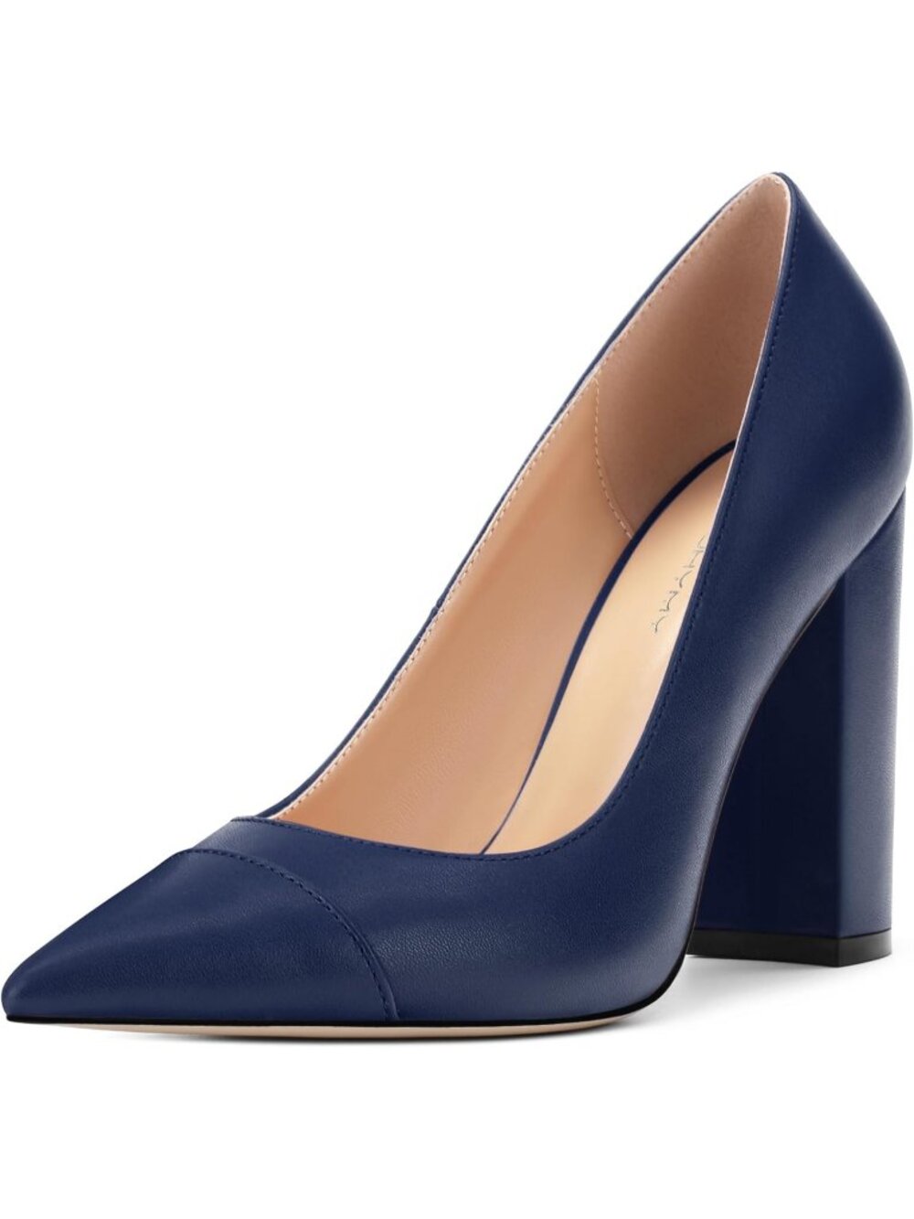 Women's Navy Blue Matte Pointed Toe High Heel Slip On Pumps Street Banquet Shoes